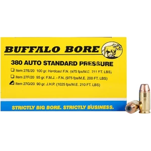 Buffalo Bore Strictly Business .380 ACP 90 gr JHP ammunition 20 round box