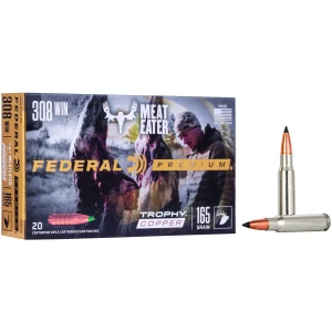 Box of Federal Premium Trophy Copper .308 Win 165 gr rifle ammunition, 20 count