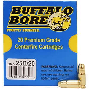 Buffalo Bore 357 Sig 125 gr Full Metal Jacket Flat Nose ammunition, 20 per box