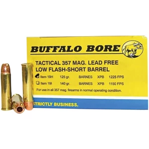Buffalo Bore 357 Magnum 125 gr Barnes VOR-TX XPB ammunition box, 20 rounds