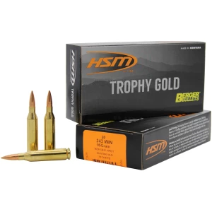 HSM Trophy Gold 243 Win 95gr Berger VLD 20rd box ammunition