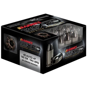 Barnes TAC-XPD 185 gr .45 ACP +P defense handgun ammunition 20-round box