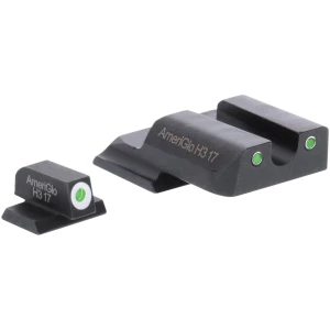 AmeriGlo SW145 Classic Tritium Set for Smith & Wesson M&P Shield  Green Tritium White Outline Front Sight-Green Tritium White Outline Rear Sight