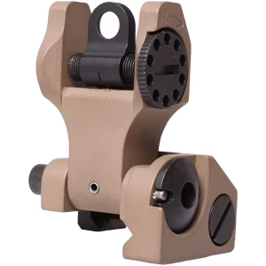 Troy Ind SSIGFBSROFT00 Rear Folding BattleSight Round Flat Dark Earth Folding for AR-15