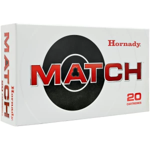 Hornady Match .308 Winchester 168 gr BTHP ammunition box and cartridges