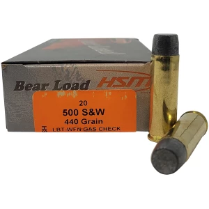 HSM Bear Load .500 S&W Magnum 440 gr WFN lead ammunition 20rd box