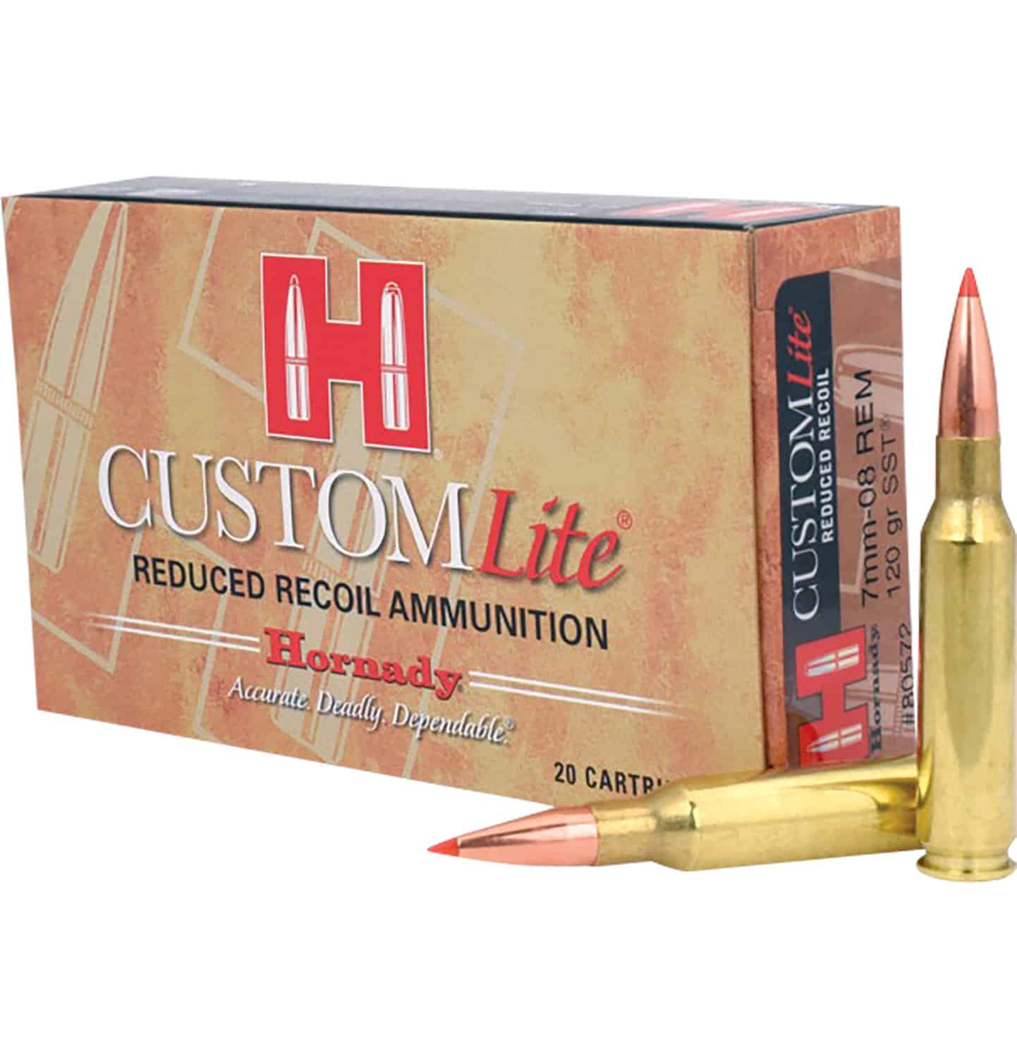 Hornady Custom Lite 7mm-08 Rem 120 gr SST rifle ammunition 20rd box