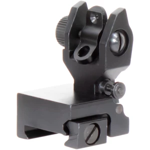 Aim Sports MT201 AR Low Profile Rear Flip Up Sight Black Anodized Low Profile for AR-15