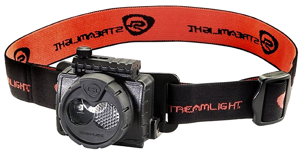 Streamlight Double Clutch USB headlamp in black with adjustable strap and tilting head