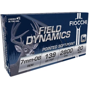 Fiocchi Field Dynamics 7mm-08 Rem 139gr PSP rifle ammunition 20-round box