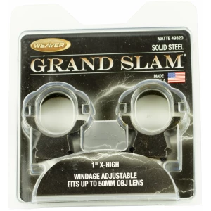 Weaver Grand Slam windage-adjustable extra-high scope rings, 1-inch tube, matte black