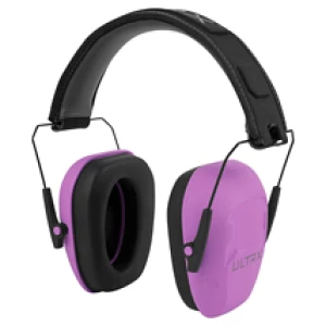 Allen ULTRX Shield passive earmuff in plum with slim ear cups, padded headband and foldable design