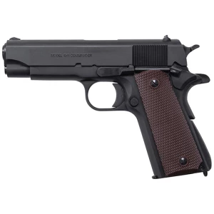 Auto-Ordnance 1911A1 Commander .45 ACP 4.25 in matte black pistol with brown checkered grips
