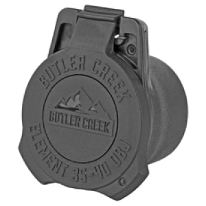 Butler Creek Element objective scope cap black, polymer with stainless steel hardware and flex-fit sleeve
