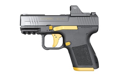 CANIK METE MC9 9mm pistol, 3.18 in barrel, MeCanik MO1 optic, black frame with gold accents
