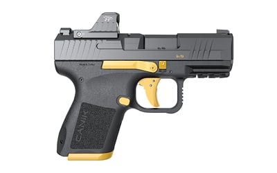 CANIK METE MC9 9mm pistol, 3.18 in barrel, MeCanik MO1 optic, black frame with gold accents
