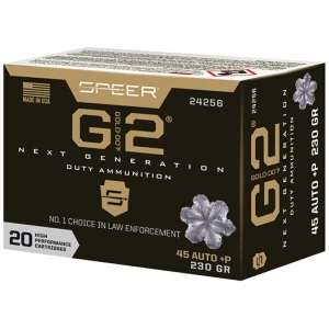 Speer Gold Dot G2 .45 ACP +P 230 gr 20 rd box ammunition packaging