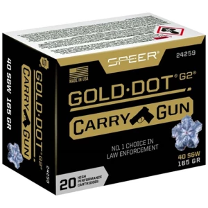 Speer Gold Dot Carry Gun .40 S&W 165gr Jacketed Hollow Point 20rd Box