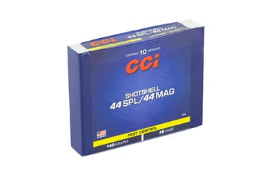 CCI shotshell box for .44 Spl/.44 Mag 140 gr #9 shot, 10 rounds per pack