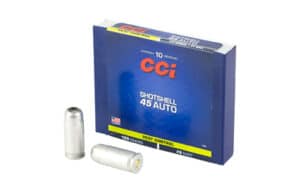 CCI .45 ACP shotshell handgun ammunition 10-round box #9 shot reusable pack