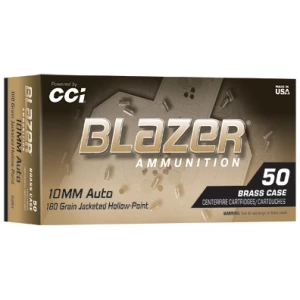 CCI Blazer Brass 10mm 180gr JHP ammunition box, 50 rounds