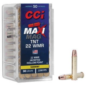CCI Maxi-Mag TNT .22 WMR 30gr Jacketed Hollow Point 50rd box
