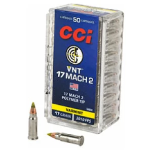 CCI VNT .17 Mach 2 17gr jacketed polymer tip rimfire ammunition 50 rd box