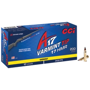 CCI A17 Varmint Tip 17 HMR 17 gr ammunition box, 200 rounds