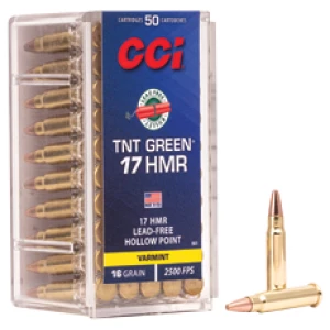 CCI TNT Green 17 HMR 16 gr Hollow Point box - 50 rounds