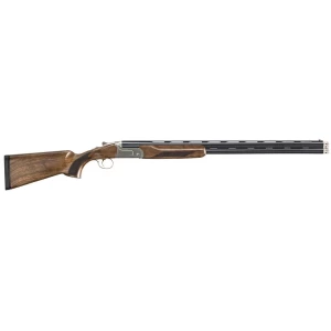 Charles Daly Chiappa 214E 12 Gauge over/under shotgun side view with checkered walnut stock