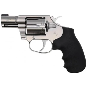 Colt Cobra .38 Special stainless revolver with black Hogue overmold grip and six-round cylinder