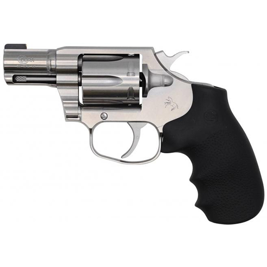 Colt Cobra .38 Special stainless revolver with black Hogue overmold grip and six-round cylinder