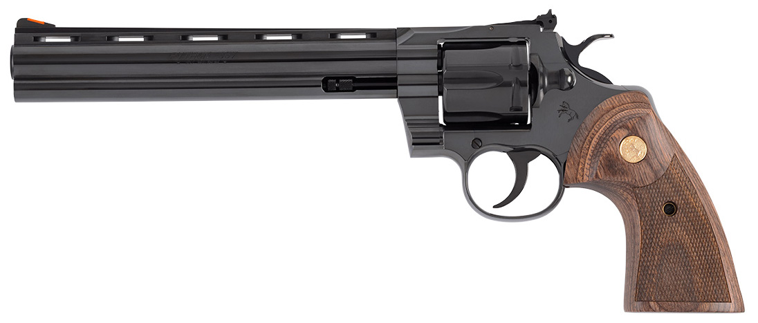 Colt Python .357 Magnum 8-inch blued revolver with walnut target grips
