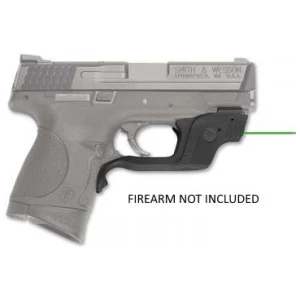 Crimson Trace LG-360G green Laserguard mounted on S&W M&P pistol, black polymer trigger-guard laser