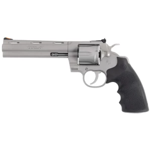 Colt Python 6-inch bead-blast stainless revolver with Hogue grip and 6-round cylinder