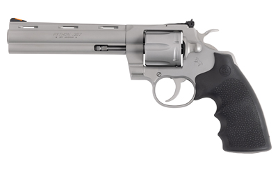Colt Python 6-inch bead-blast stainless revolver with Hogue grip and 6-round cylinder