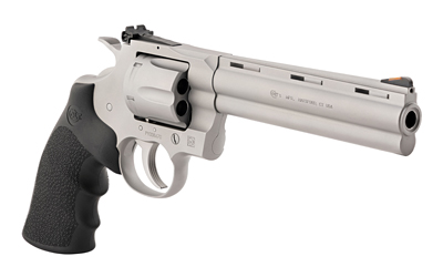 Colt Python 6-inch bead-blast stainless revolver with Hogue grip and 6-round cylinder