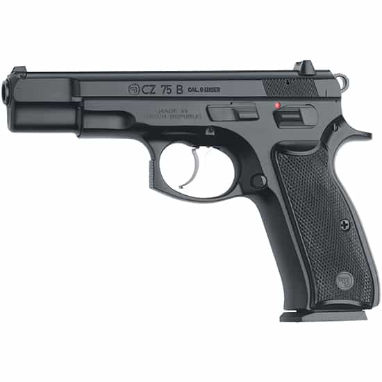 CZ-USA CZ 75 B 9mm pistol, black polycoat finish, fixed sights, includes two 10-round magazines
