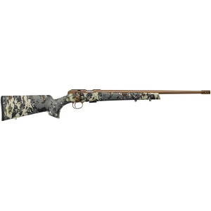CZ 457 American Hunter .22 LR rifle 20.5in bronze Veil Camo synthetic stock