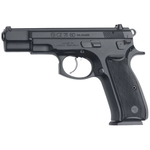 CZ 75 BD 9mm pistol in black polycoat finish with fixed three‑dot sights