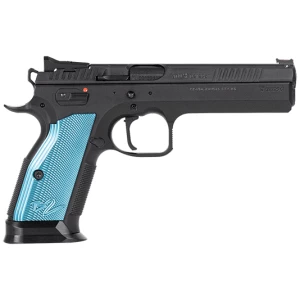 CZ TS 2 9mm pistol black steel frame blue aluminum grips fiber-optic front sight