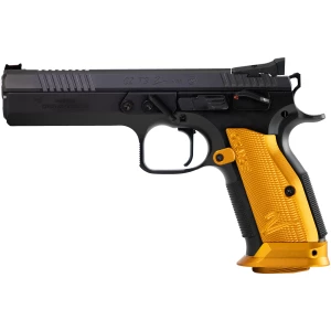 CZ TS2 Orange .40 S&W pistol with orange checkered aluminum grips and 5.20 in bull barrel