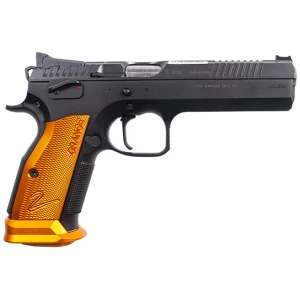 CZ-USA TS 2 Orange 9mm pistol, black polycoat steel frame with orange aluminum grips
