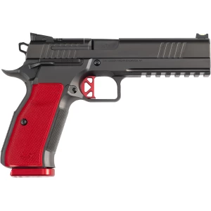 Dan Wesson DWX 9mm pistol Black DLC finish with red aluminum grips