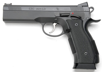 CZ Custom A01-LD 9mm pistol with 4.925-inch match bull barrel and fiber-optic front sight