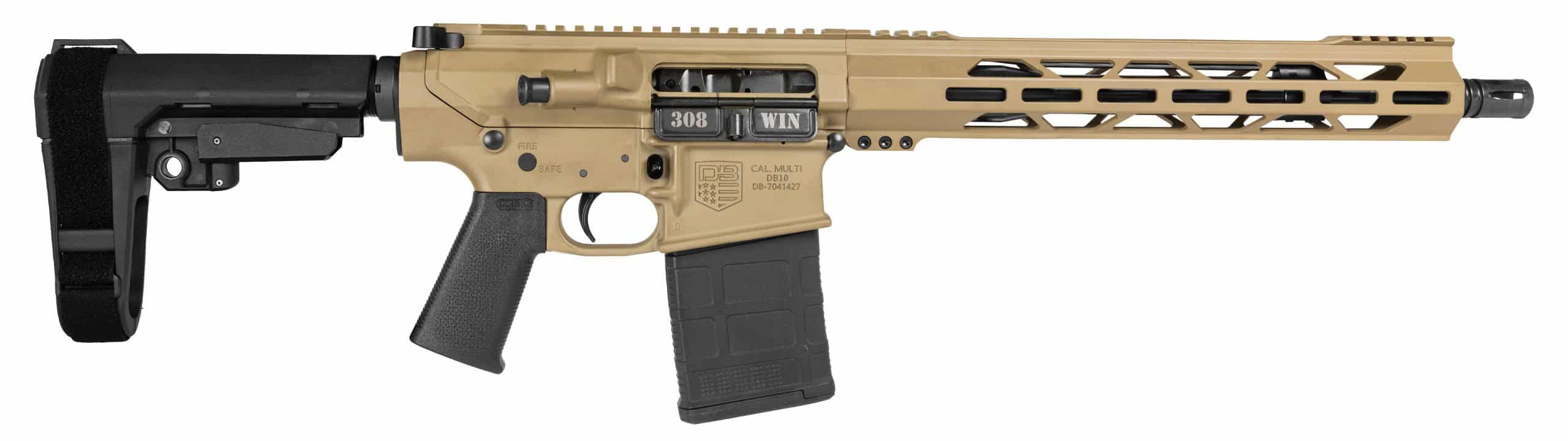 Diamondback DB10 Carbon pistol .308 Win 13.5 inch FDE with SBA3 brace and 20rd PMAG
