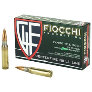 Fiocchi Hyperformance MatchKing .308 Win 175 gr Sierra MatchKing BTHP ammunition box, 20 rounds