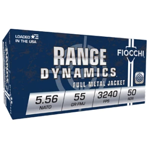 Fiocchi Range Dynamics 5.56 NATO 55gr FMJ-BT 50-round box