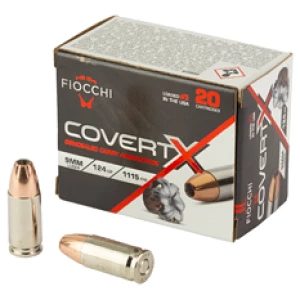 Fiocchi Covert X 9mm 124gr JHP 20-round box packaging