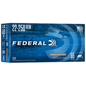 Federal Power-Shok .22-250 Rem 55gr Jacketed Soft Point 20-round box